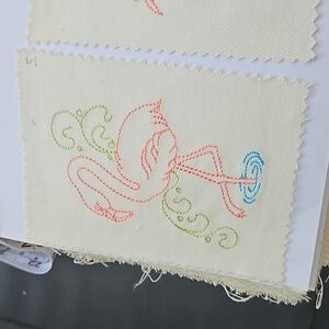 Handmade machine embroidery flamingo patch
